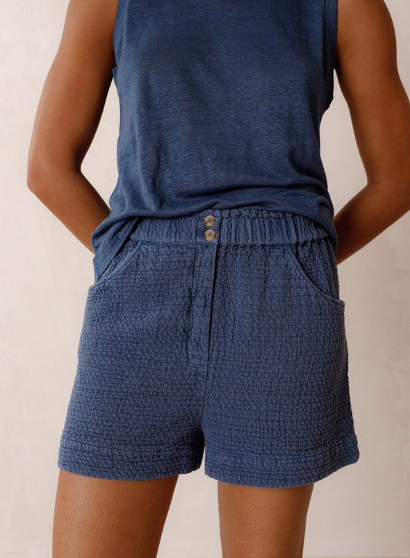 Rustic Jacquard Shorts in Indigo from Indi & Cold