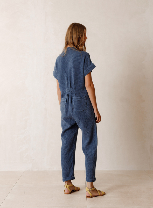 Rustic Jacquard Jumpsuit in Indigo from Indi & Cold