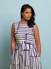Mabel Dress in Navy Box Stripe from Palava