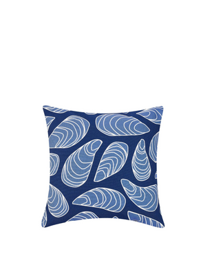 Blue Mussel Printed Cushion by Kate Nelligan from Peking Handicraft