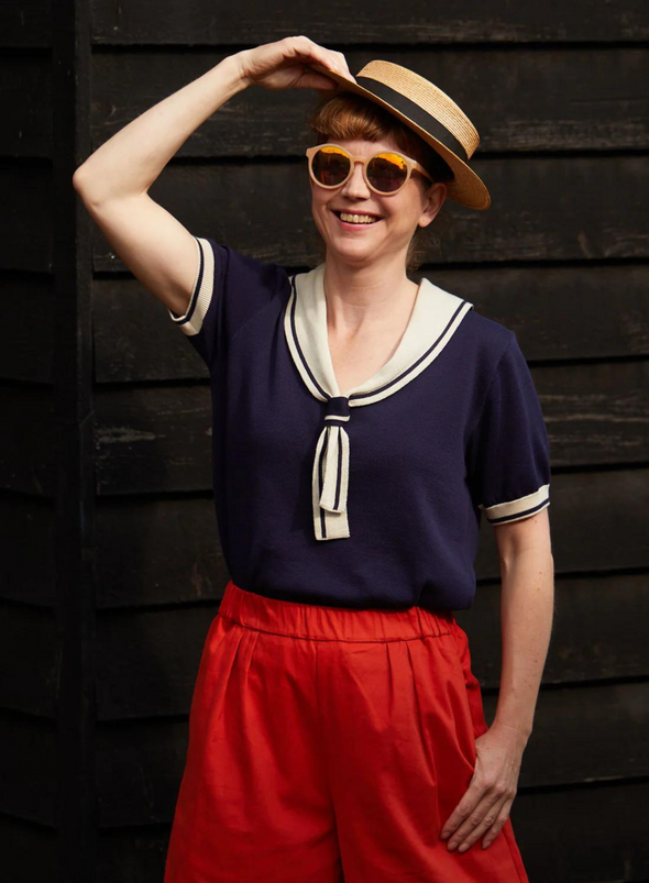 Sailor Knitted Top in Navy from Palava