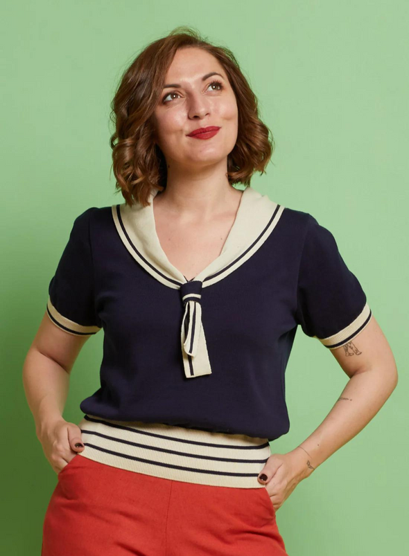 Sailor Knitted Top in Navy from Palava