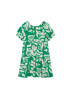 Short Sleeve Dress in Green Flower Print from Compañia Fantastica Mini