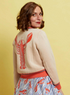 Vera Large Embroidered Cardigan in Pink and Cream Lobster from Palava