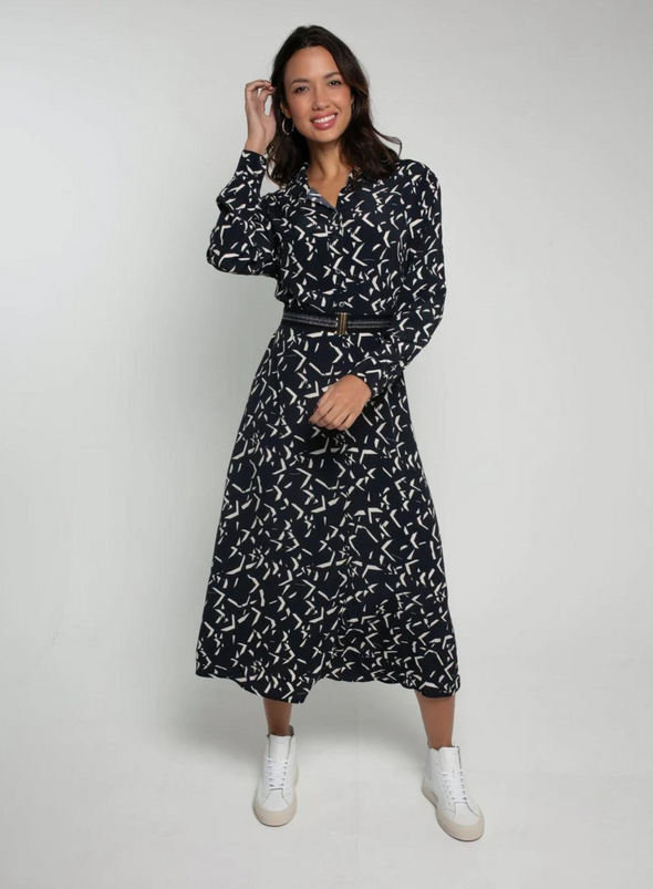 Avery Printed Dress in Black Mix from Nooki