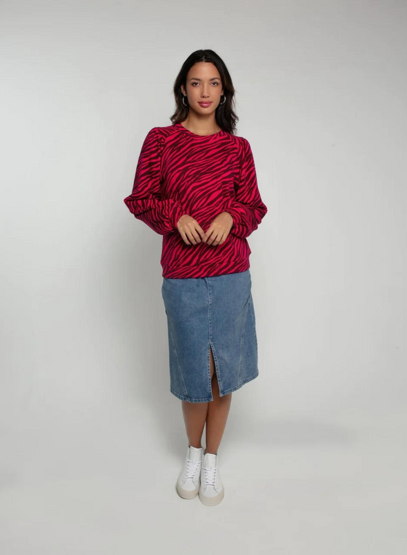 Printed Zebra Piper Sweater in Pink Mix from Nooki
