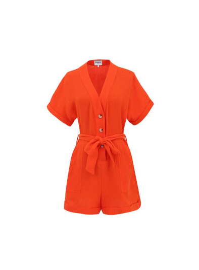 Lika Tie Waist Playsuit in Orange from FRNCH