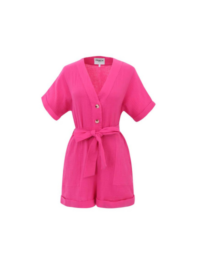 Lika Tie Waist Playsuit in Fuchsia from FRNCH