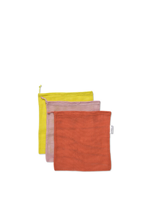 Reusable Produce Bags in Ochre/Pink/Rose from Designworks Ink