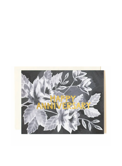 Happy Anniversary Black Floral Card from 1Canoe2