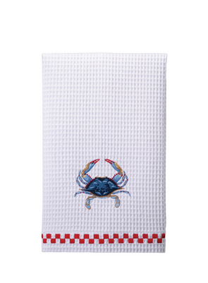 Blue Crab Waffle Weave Kitchen Towel from Peking Handicraft