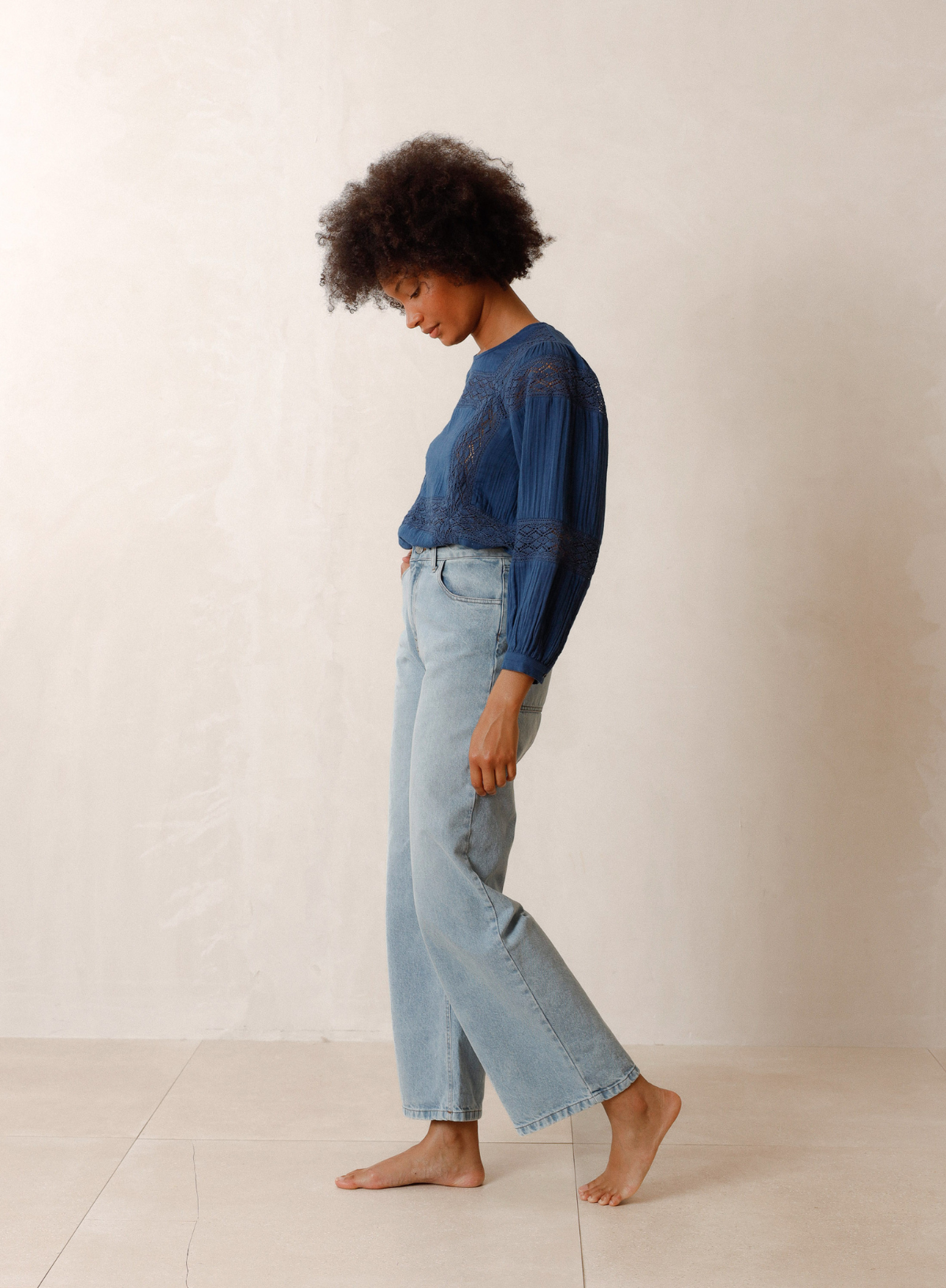 Indi & Cold Double-Gauze Blouse in Indigo