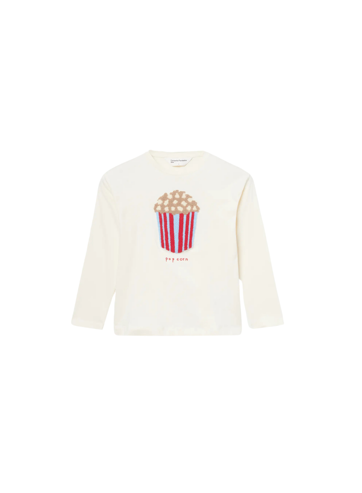 Long Sleeve Popcorn Top in Off White from Compañia Fantastica Mini