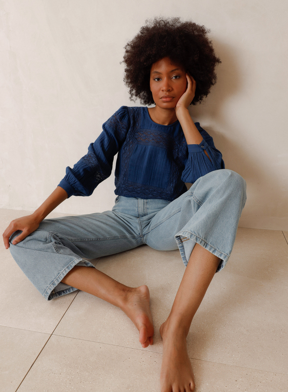 Double-Gauze Blouse in Indigo from Indi & Cold