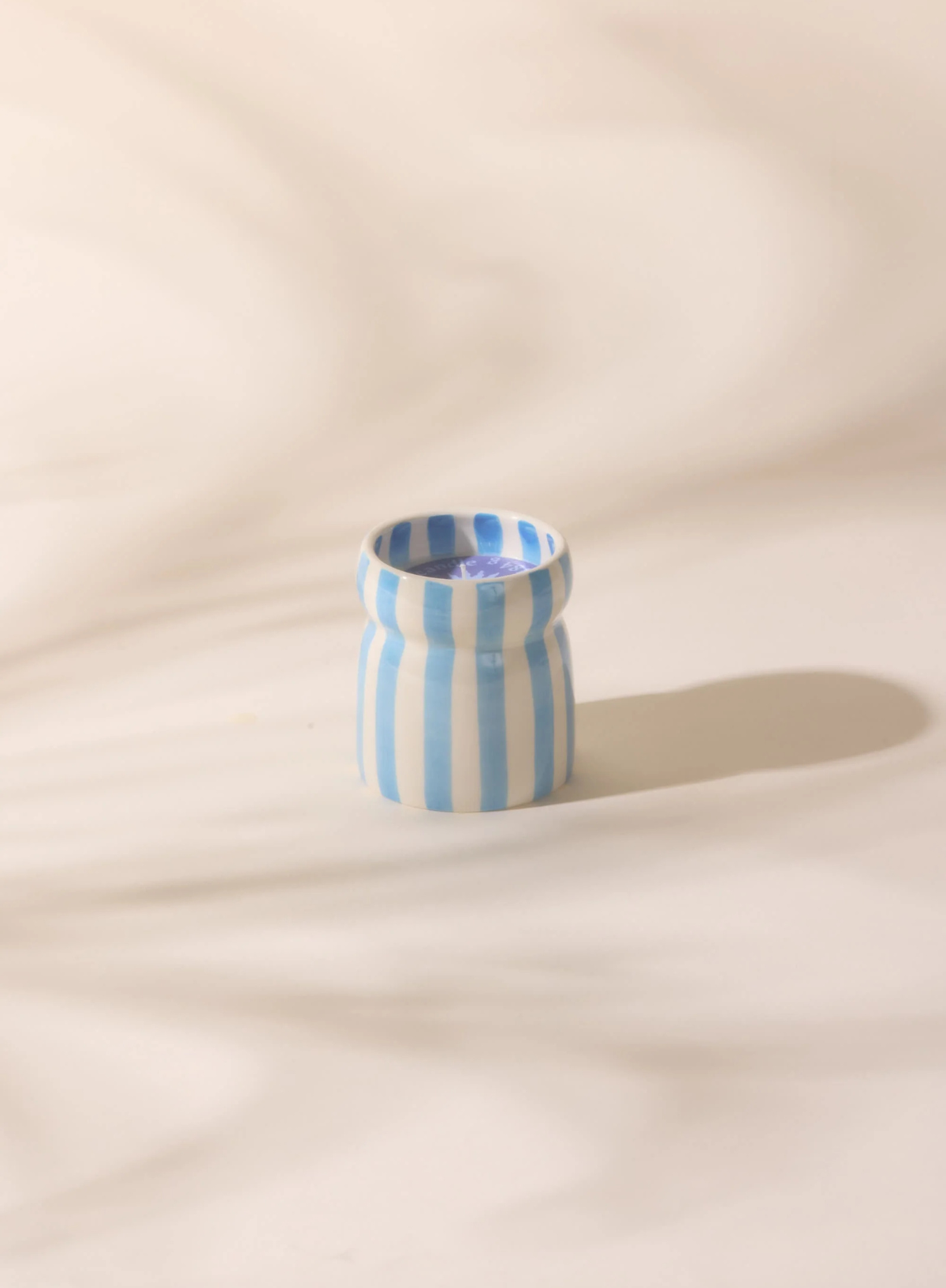 Cabana 6.5oz Blue Striped Candle - Lost at Sea from Designworks Ink