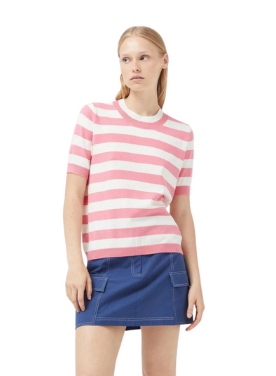Knitted T-Shirt in Pink & White Stripes from Compañia Fantastica