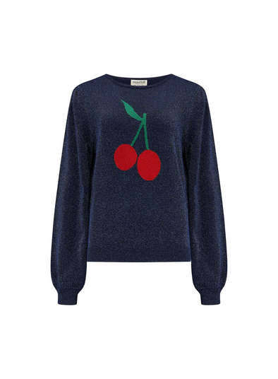 Tiff Jumper in Navy Cherry Good from Sugarhill