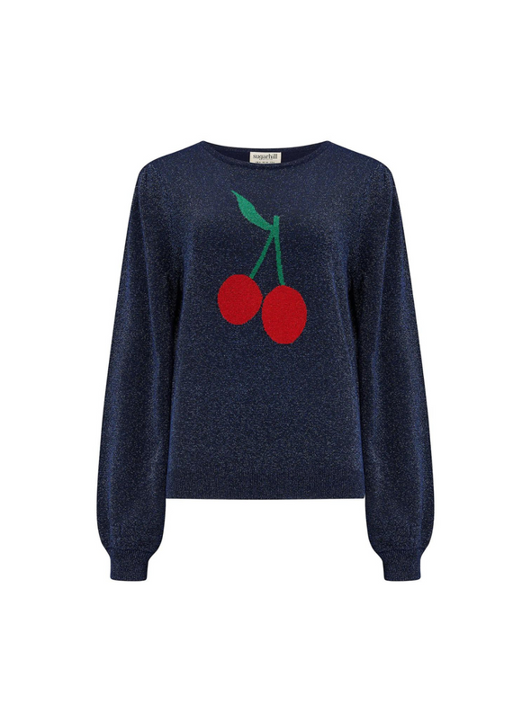 Tiff Jumper in Navy Cherry Good from Sugarhill