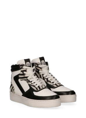 Mona Leather Zebra Hi Top Trainers in Black and White from Maruti