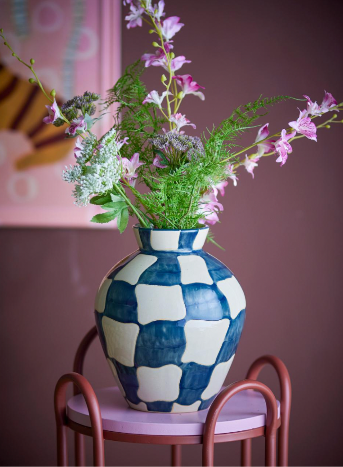 Bloomingville Check Stoneware Vase