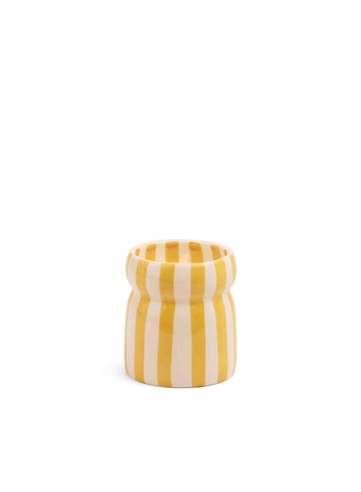 Cabana 6.5oz Ochre Striped Candle - Gold Coast from Designworks Ink