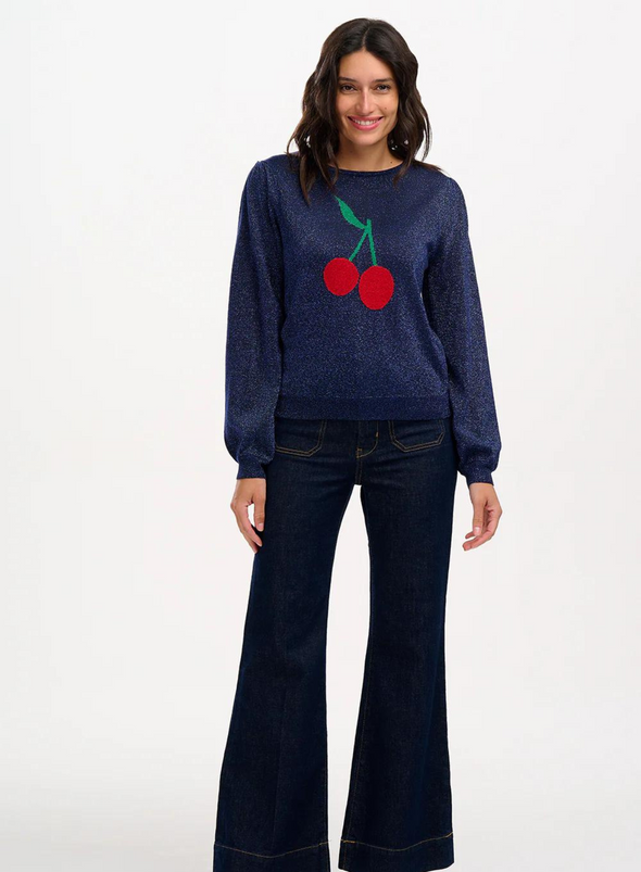 Tiff Jumper in Navy Cherry Good from Sugarhill