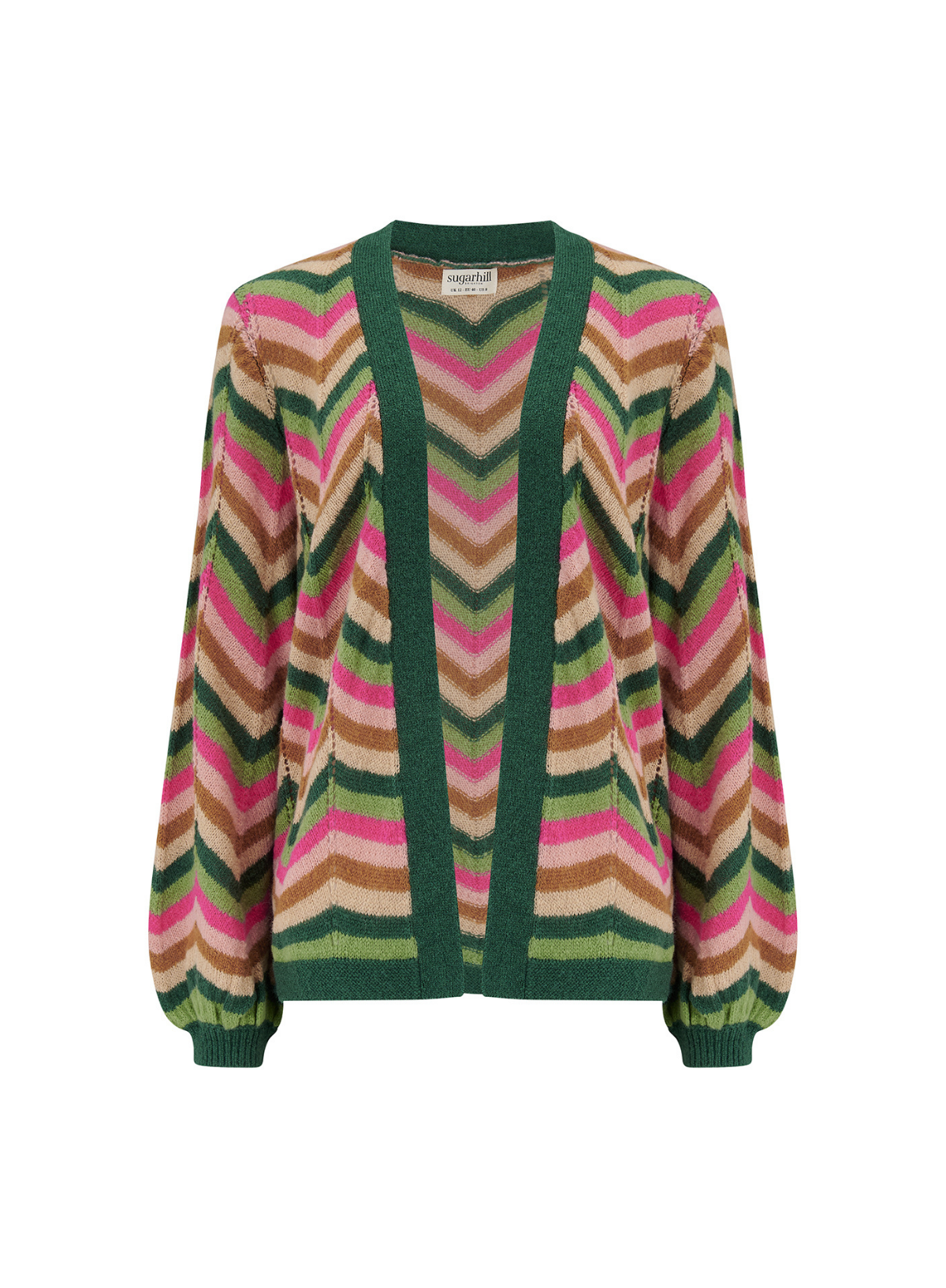 Bella Cardigan in Multi, Autumn Chevron from Sugarhill