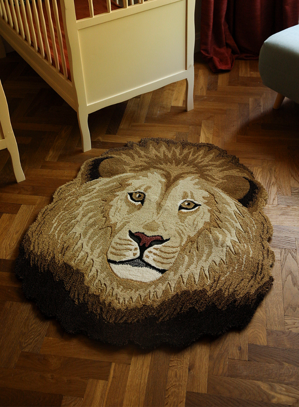Ari Lion Head Wool Rug Large from Doing Goods