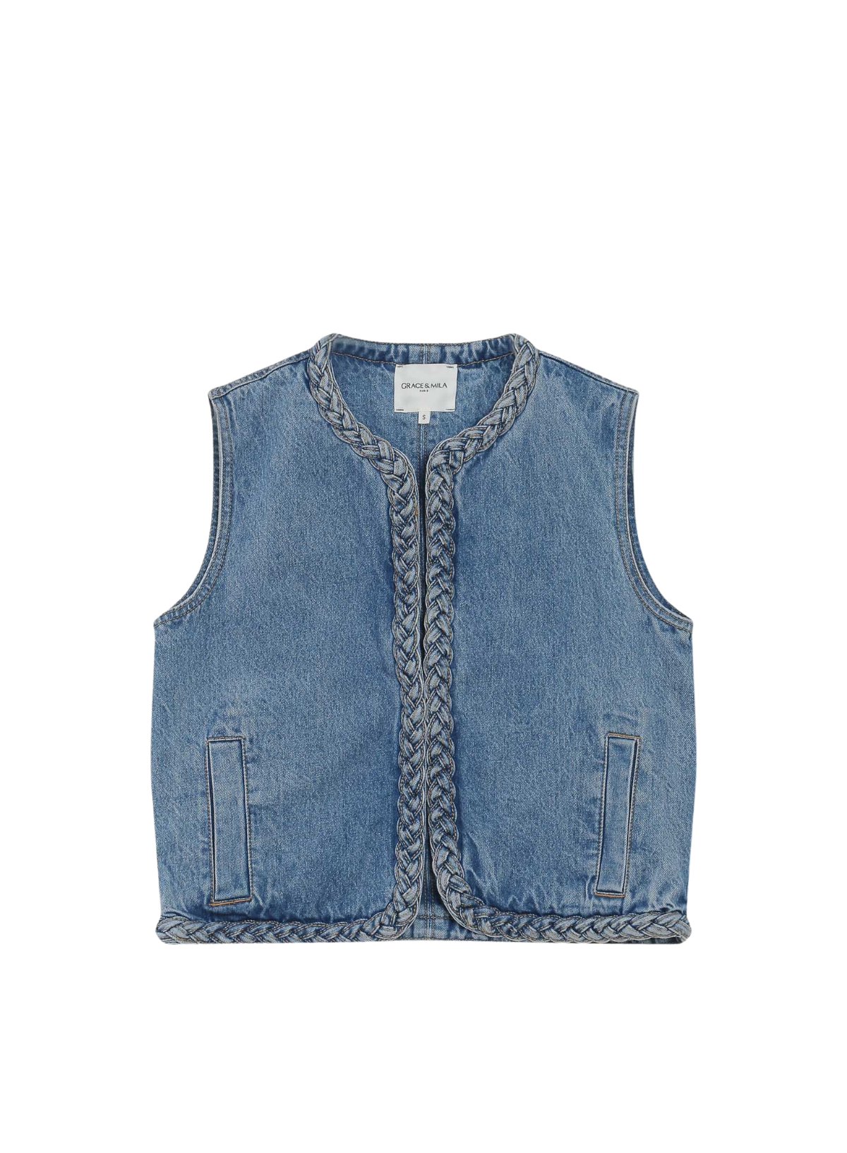 Grace & Mila Verona Sleeveless Jacket In Blue