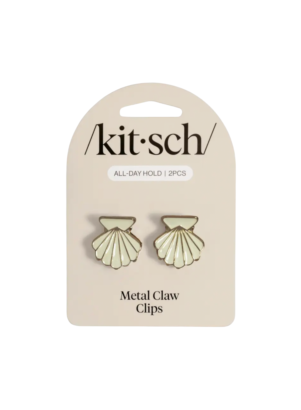 Kitsch Metal Clam Shell Hair Clip 2pc Set - Gold & Pearlized Cream