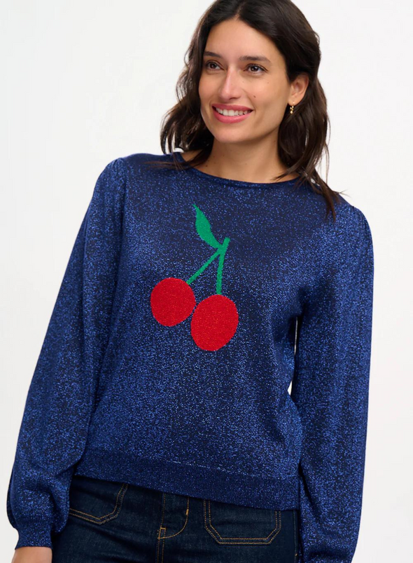 Tiff Jumper in Navy Cherry Good from Sugarhill
