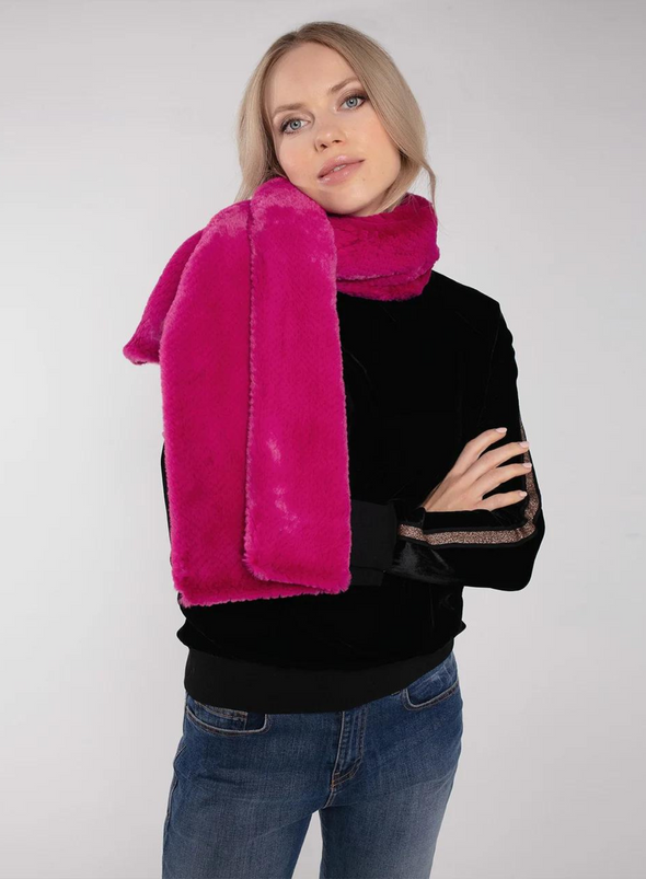 Lexington Slot Through Faux Fur Scarf in Pink from Nooki