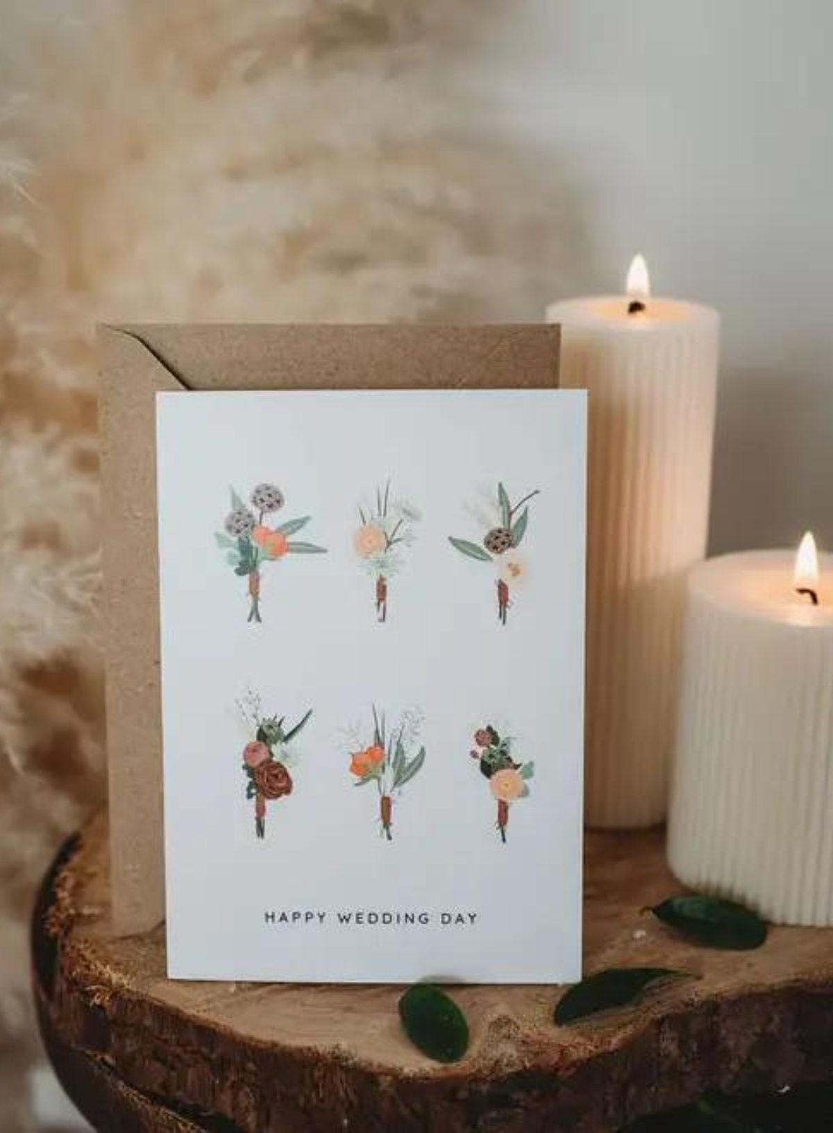 Happy Wedding Day Buttonhole Flowers Card from Wildwood Paper