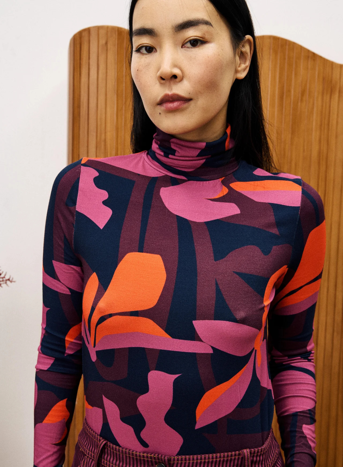 FRNCH Long Sleeve Geo Flowers Top