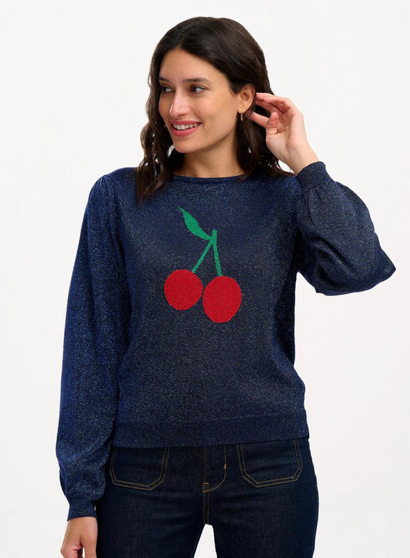 Tiff Jumper in Navy Cherry Good from Sugarhill