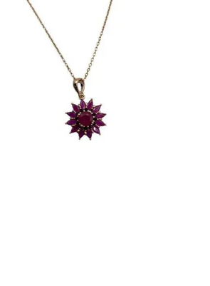 Ruby Flower Necklace from Sixton