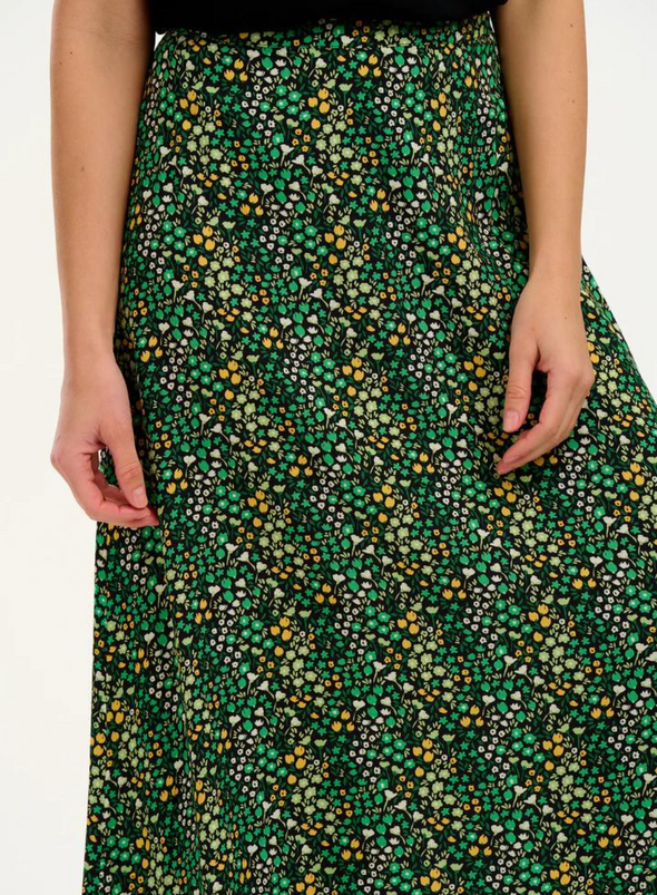 Zora Skirt in Black/Green Ditsy Floral from Sugarhill
