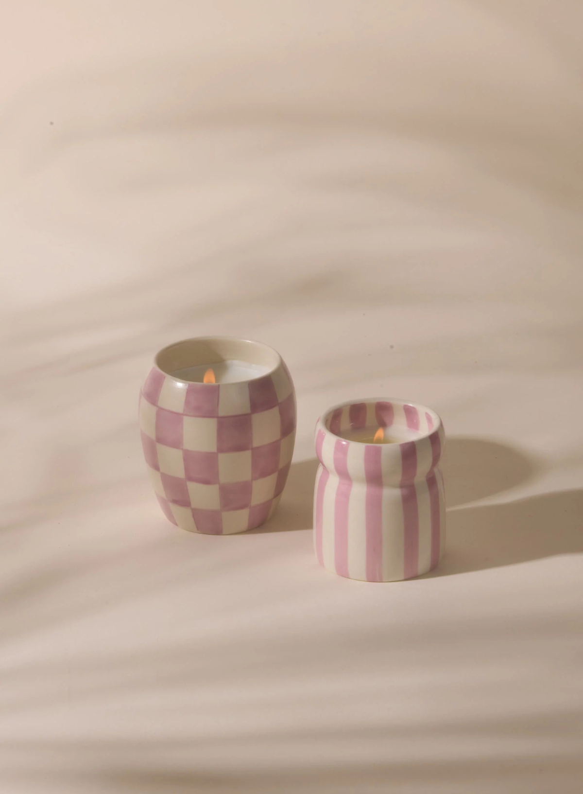 Cabana 6.5oz Lavender Striped Candle - Grecian Sand from Designworks Ink