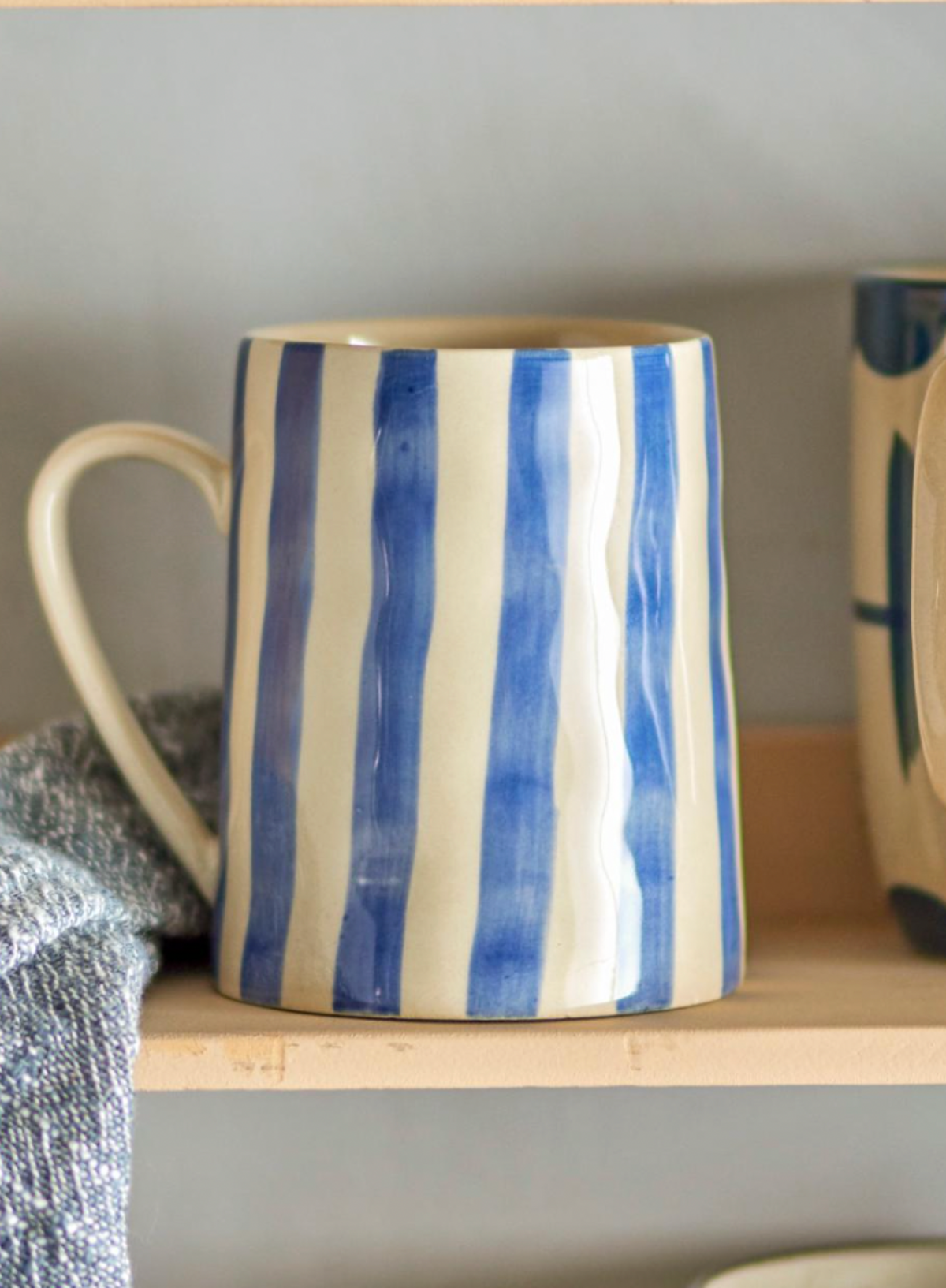 Bloomingville Striped Blue Begonia Mug