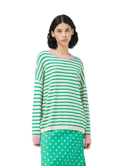 Long Sleeve Top in Green & White Stripes from Compañia Fantastica