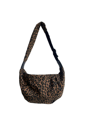 Large Leopard Print Sling Bag in Dark Brown from Sixton