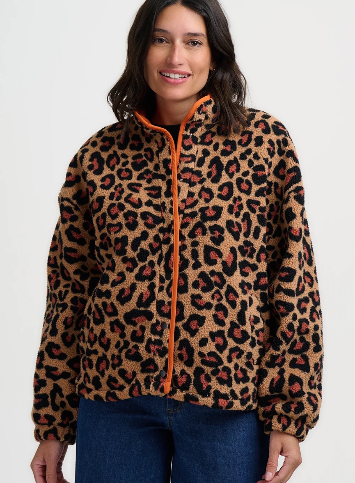 Sugarhill Remi Popper Fleece in Brown Leopard