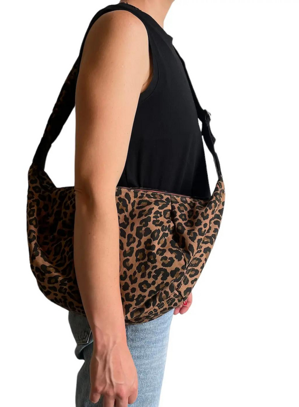 Large Leopard Print Sling Bag in Dark Brown from Sixton