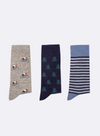 Box of 3 Socks in Green & Navy Mixed from Faguo