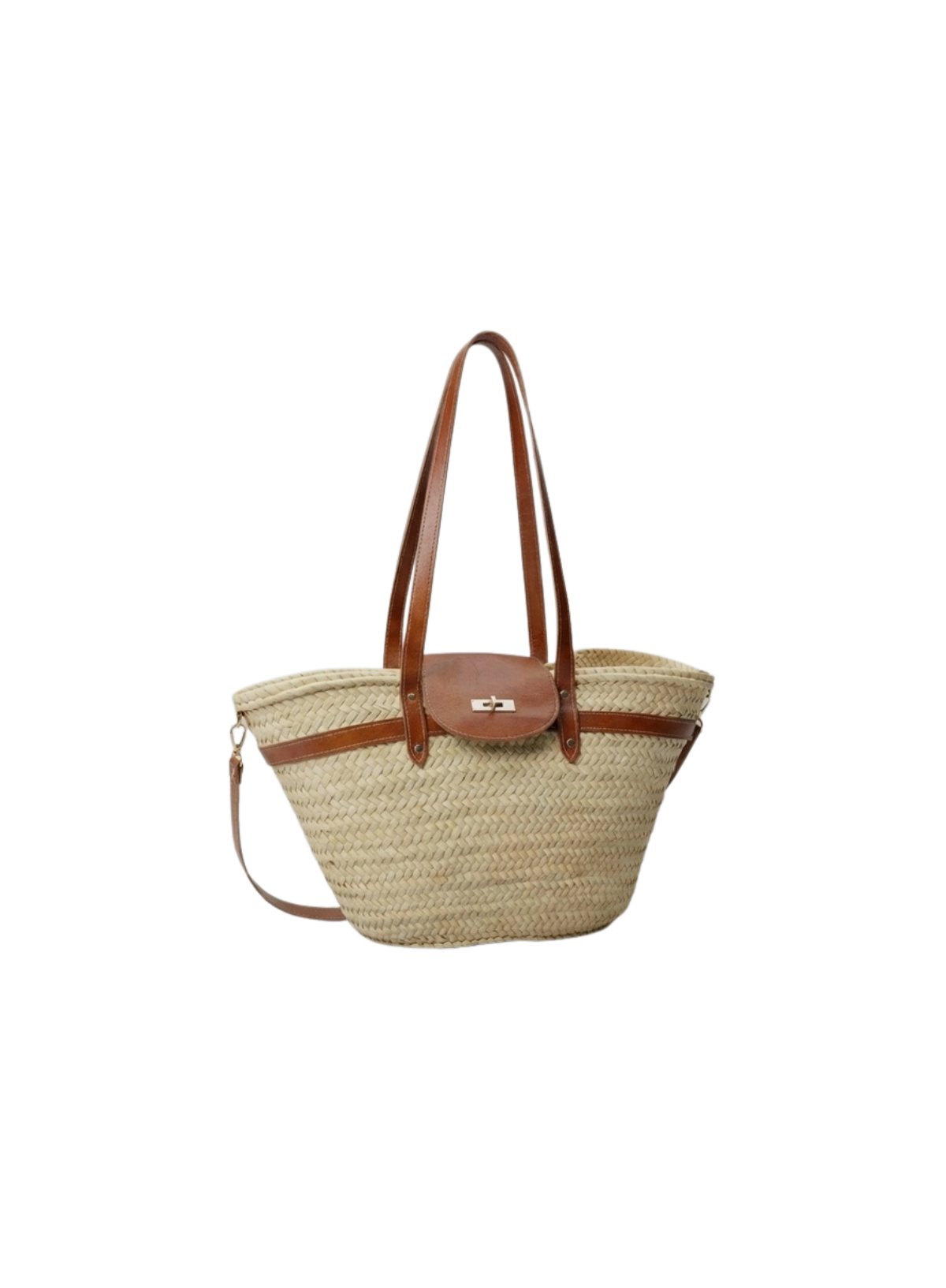 Melecraft Luxury Woven Straw Tote - Leather Trim & Canvas Liner