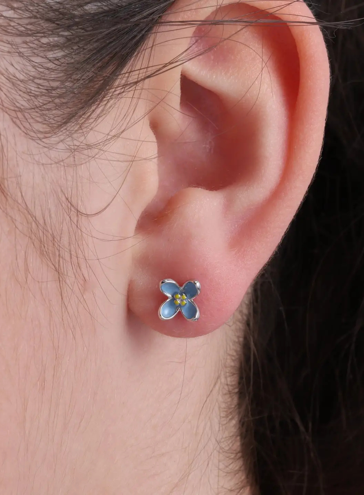 Attic Creations You're My Favourite Enamel Blue Flower Silver