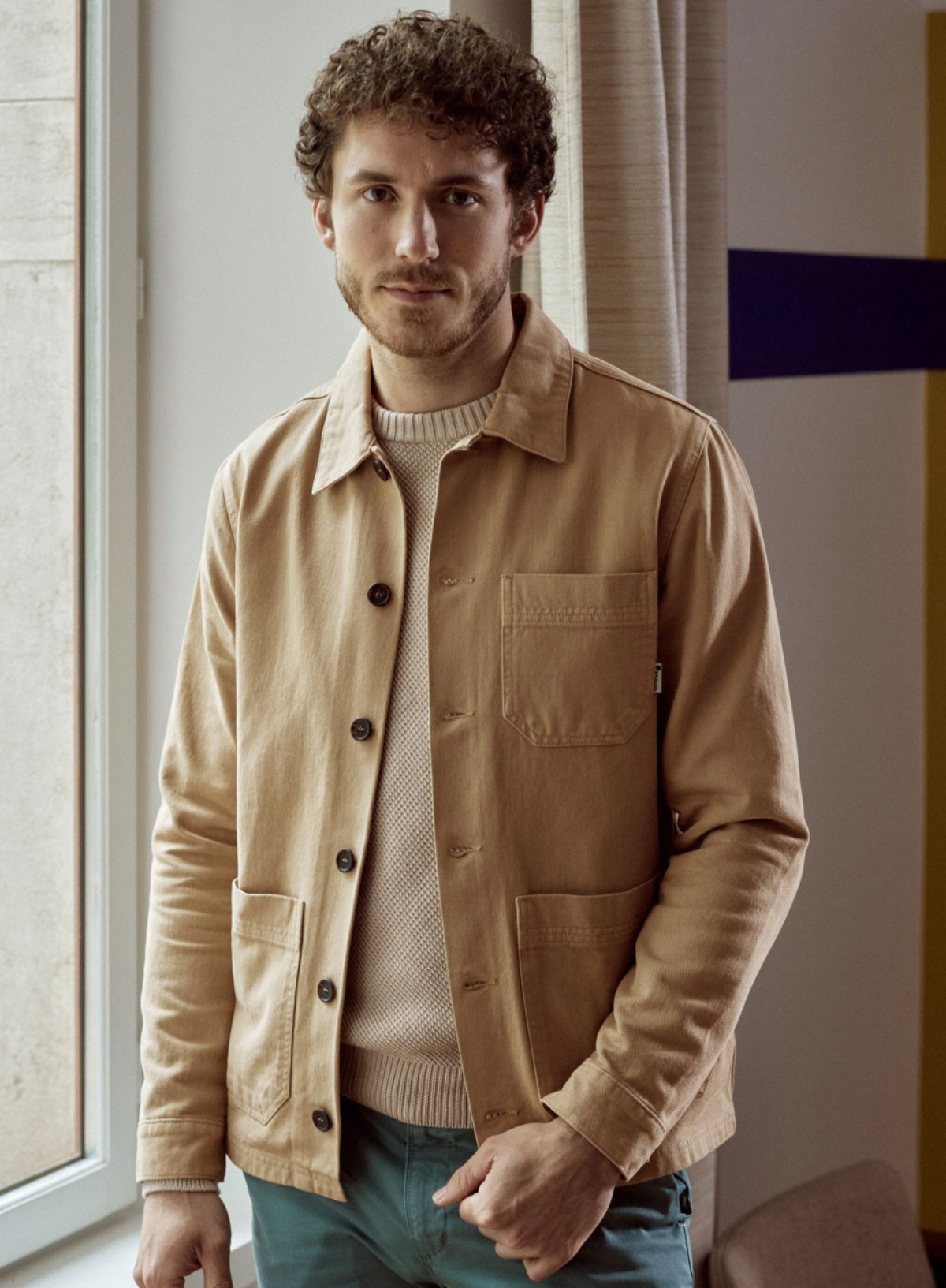 Lorge Woven Jacket in Beige from Faguo