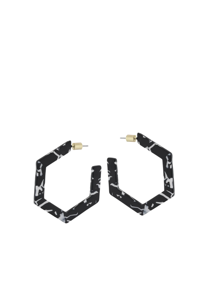 Olivia Hexagon Resin Earrings in Black from Big Metal