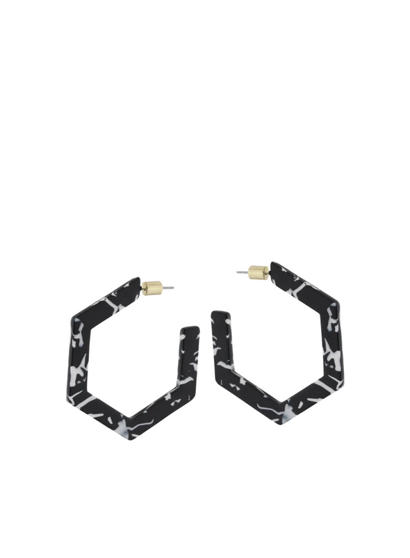 Olivia Hexagon Resin Earrings in Black from Big Metal