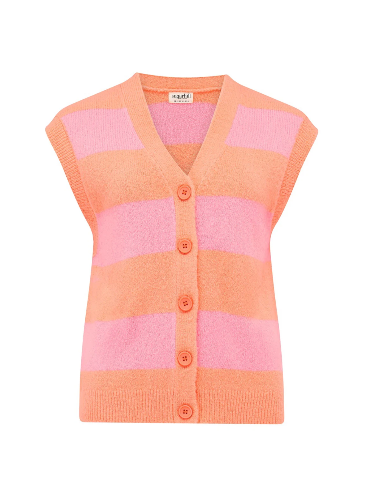 Sugarhill Amber Knit Vest Peach/Stripe, Pastel Stripe